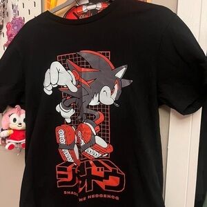 H&M Black T-Shirt with Red and White Graphic